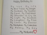 Birthday Ideas for Your Husband Romantic Handmade Husband Birthday Card Funny Adam My Love