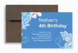 Birthday Invitation for 4 Year Old Boy Blue Boy Four Year Old Birthday Invitation Design 7×5 In