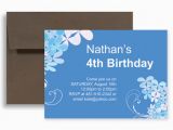 Birthday Invitation for 4 Year Old Boy Blue Boy Four Year Old Birthday Invitation Design 7×5 In