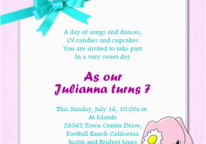 Birthday Invitation for 7 Years Old Boy Birthday and Party Invitation Birthday Invitation Wording