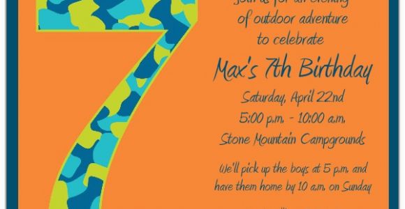 Birthday Invitation for 7 Years Old Boy Birthday Boy Camo 7th Birthday Invitations Paperstyle