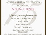 Birthday Invitation for 75 Years Old 75 Birthday Invitation Best Party Ideas