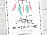 Birthday Invitation for Teenager Boho Birthday Invitation Aztec Tribal Invitation by