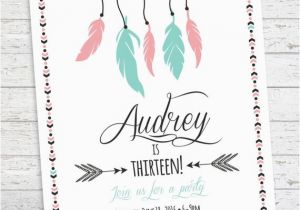 Birthday Invitation for Teenager Boho Birthday Invitation Aztec Tribal Invitation by