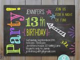 Birthday Invitation for Teenager Chalkboard Invitation Teen Birthday Neon Colors Laser Tag