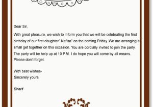 Birthday Invitation Letter In English An Invitation Letter for A Birthday Party Letters Free