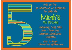 Birthday Invitation Quotes for 5th Birthday Birthday Boy Stripes 5th Birthday Invitations Paperstyle