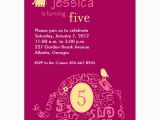 Birthday Invitation Quotes for 5th Birthday Elephant Girl 5th Birthday Invitations Paperstyle