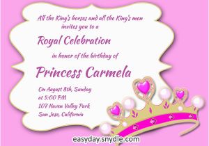 Birthday Invitation Saying Princess Birthday Invitation Wording Samples and Ideas