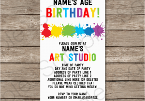 Birthday Invitation Ticket Template Art Party Ticket Invitations Paint Party Template