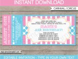 Birthday Invitation Ticket Template Carnival Ticket Invitations Template Carnival Circus