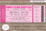 Birthday Invitation Ticket Template Rockstar Birthday Party Ticket Invitations Template Pink