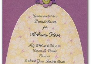 Birthday Invitation with Dress Code Green Purple Diecut Dress On Shimmery Purple Invitations