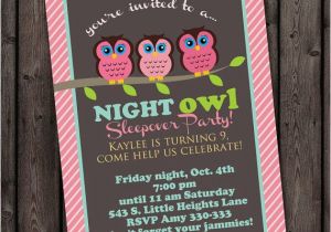 Birthday Invitations Fast Delivery Customized Same Day Sleep Over Invitation Owl Invitation