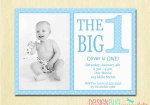 Birthday Invitations for 1 Year Old Boy the Big One First Birthday Baby Boy Invitation Custom Photo