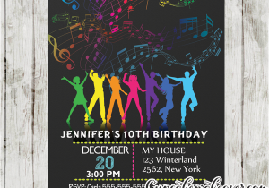 Birthday Invitations for 13 Year Old Boy Dance Party Birthday Invitations Rainbow Music Notes