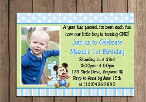 Birthday Invitations for Baby Boy 1st Baby Mickey Mouse Boy 1st First Birthday by Periwinklepapery
