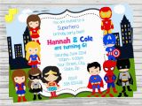 Birthday Invitations for Boy and Girl Boy and Girl Superheroes Twins Joint Party Custom Digital