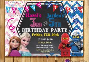 Birthday Invitations for Boy and Girl Frozen and Ninja Joint Birthday Party Invitations Ninjas