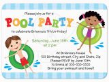 Birthday Invitations for Boy and Girl Pool Birthday Party Invitation for Kids Boy and Girl On