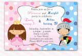 Birthday Invitations for Boy and Girl Princess Birthday Invitation Knight Polka Dots Siblings Boy