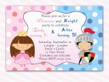 Birthday Invitations for Boy and Girl Princess Birthday Invitation Knight Polka Dots Siblings Boy