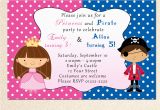 Birthday Invitations for Boy and Girl Princess Birthday Invitation Pirate Girl Boy Siblings Twins