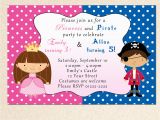 Birthday Invitations for Boy and Girl Princess Birthday Invitation Pirate Girl Boy Siblings Twins
