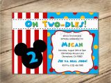 Birthday Invitations for Two People Oh Two Dles 2nd Birthday Mickey Disney theme Invitation