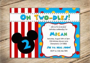 Birthday Invitations for Two People Oh Two Dles 2nd Birthday Mickey Disney theme Invitation