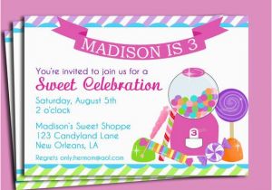 Birthday Invitations Free Shipping Candy Invitation Printable or Printed with Free Shipping