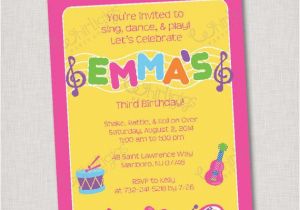 Birthday Invitations Free Shipping Music Party Invitation Printable Digital File or Printed