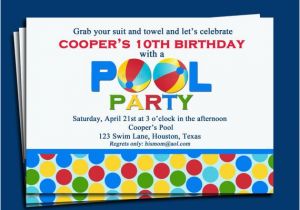 Birthday Invitations Free Shipping Pool Party Invitation Printable or Printed with Free Shipping