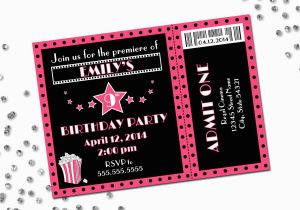 Birthday Invitations Movie theme Movie theme Birthday Party Invitation Pink and Black Diy