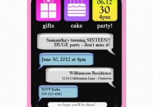 Birthday Invitations Via Text Message Text Message Sweet 16 Party Invitations 5 Quot X 7 Quot Invitation