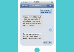 Birthday Invitations Via Text Message Txtrsvp Sms Text Message Rsvp for Parties Birthdays