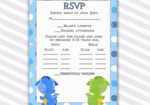 Birthday Invitations with Rsvp Cards Birthday Rsvp Cards Notes Polka Dots Green Blue Dragon Baby