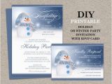 Birthday Invitations with Rsvp Cards Snowman Holiday Party Invitation with Rsvp Card Printable