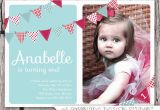 Birthday Invite for 2 Year Old First Birthday Invitation Bunting Flags Banner Photo Printable