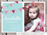 Birthday Invite for 2 Year Old First Birthday Invitation Bunting Flags Banner Photo Printable