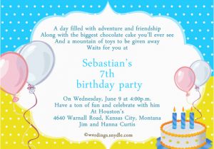 Birthday Invite Wordings 7th Birthday Invitation orderecigsjuice Info