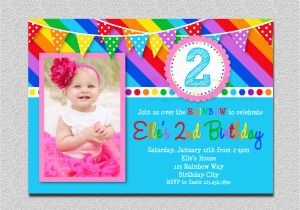 Birthday Invites with Photo Rainbow Birthday Invitation Rainbow Kids Birthday Invite 1st