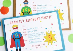 Birthday Invition Superhero Personalised Birthday Party Invitations by