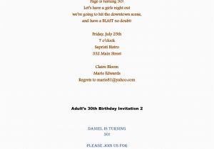 Birthday Party Invitation Message for Adults Adult Birthday Invitation Wording Template Resume Builder