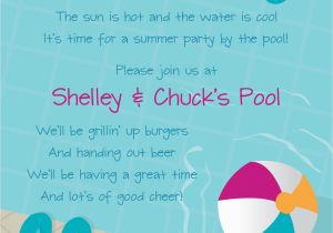 Birthday Pool Party Invitation Wording Pool Party Free Online Invitations Swimming Pool Party