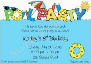 Birthday Pool Party Invitation Wording Pool Party Invitation Pool Birthday Invitation Swimming Etsy