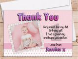 Birthday Thank You Cards with Photo 10 Personalised Girls 1st First Birthday Party Thank You