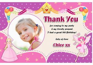 Birthday Thank You Cards with Photo Cute Little Thank You Card for Birthday Girl Photo Circle