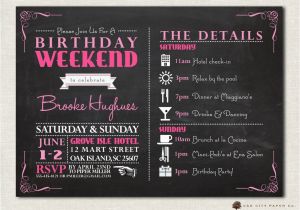 Birthday Weekend Invitations Birthday Party Invitation with Itinerary Birthday Weekend