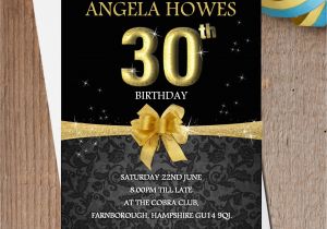 Black and Gold 30th Birthday Invitations 10 Personalised Black Gold Birthday Party Invitations N193